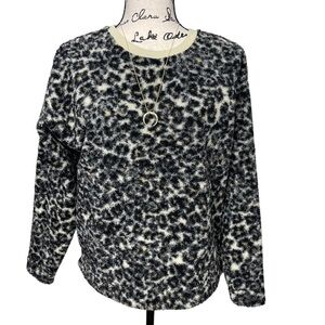 Loft Teddy Style Leopard Print Warm Sweater Size XS